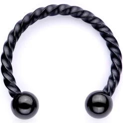 16 Gauge Teal Faux Opal Black Anodized Twisted Horseshoe Clip On Fake Septum Ring Set -Body Jewelry Store 64260.otherimage4