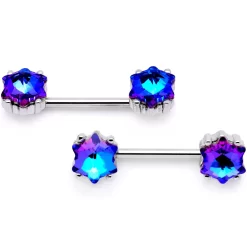 Gaby 14 Gauge Blue Gem Supernova Captive Ring Barbell Nipple Ring Set -Body Jewelry Store 64272.otherimage1