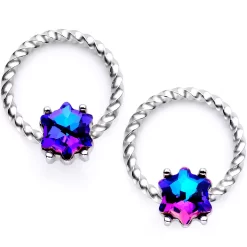 Gaby 14 Gauge 9/16 Blue Gem Supernova So Twisted BCR Captive Ring Set