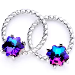 Gaby 14 Gauge 9/16 Blue Gem Supernova So Twisted BCR Captive Ring Set 5 Gaby 14 Gauge 9/16 Blue Gem Supernova So Twisted BCR Captive Ring Set -Body Jewelry Store 64278.otherimage1