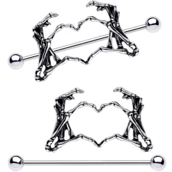 1 1/2 Skeleton Hand Heart Nipple Barbell Shield Set -Body Jewelry Store 64451.otherimage1 d23be3b3 a61a 475b 8410 bad5e0d304b5