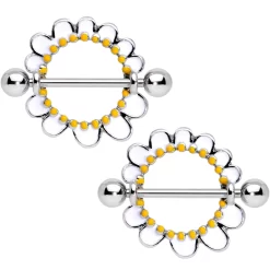 14 Gauge 7/8Glow In The Dark Daisy Flower Nipple Shield Set