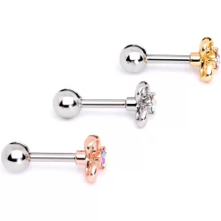16 Gauge 1/4 Aurora Gem Flower Cartilage Tragus Earring Set Of 3 -Body Jewelry Store 64651.otherimage2