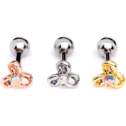 16 Gauge 1/4 Aurora Gem Flower Cartilage Tragus Earring Set Of 3 -Body Jewelry Store 64651.otherimage4