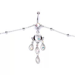 Momo Aurora Gem Dancing Queen Chandelier Dangle Belly Ring Belly Chain