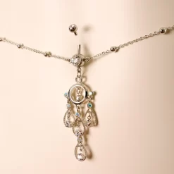 Momo Clear Gem Dancing Queen Chandelier Dangle Belly Ring Belly Chain 7 Momo Clear Gem Dancing Queen Chandelier Dangle Belly Ring Belly Chain -Body Jewelry Store 64668 CL.otherimage3