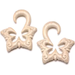 Organic Hand Carved Wood Lotus Flower Butterfly Hanger Plug Set 4mm To 10mm -Body Jewelry Store 64685 5MM.main ca8f1e90 de02 41ab b289 6b8a4bcc6c90