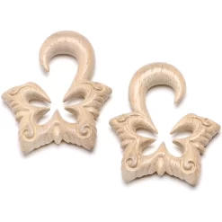 Organic Hand Carved Wood Lotus Flower Butterfly Hanger Plug Set 4mm To 10mm -Body Jewelry Store 64685 8MM.main 45eccb32 a9c3 4c69 9711 f345877a982a
