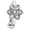 Clear CZ Gem Pretty Posy Flower Top Mount Belly Ring