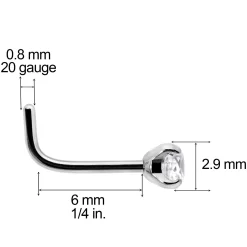 20 Gauge 1/4 Clear 3mm CZ Gem Grade 23 Titanium L Shaped Nose Ring -Body Jewelry Store 64918.otherimage2