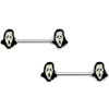 14 Gauge 9/16 Glow In The Dark Scream For Me Barbell Nipple Ring Set