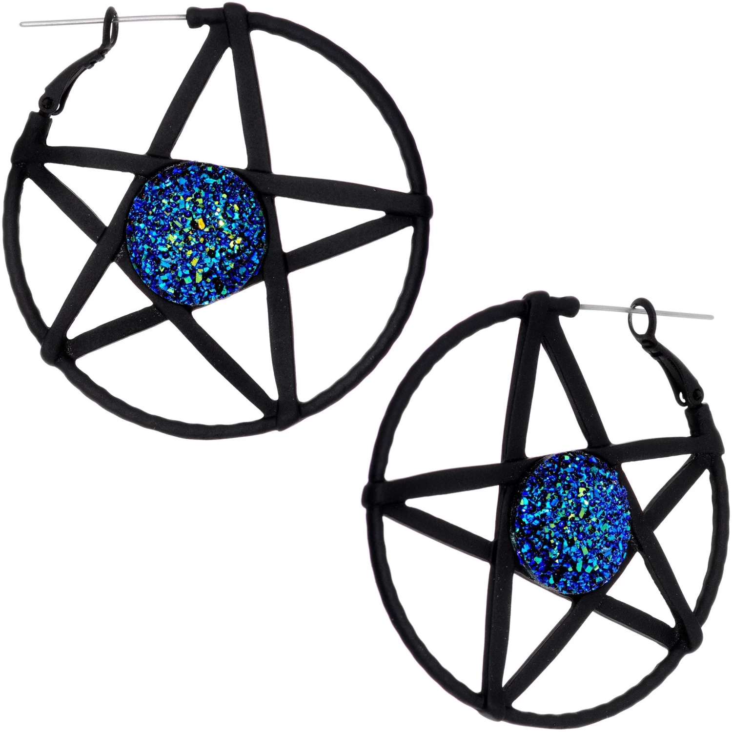 Blue Faux Druzy Making Some Magic Pentacle Tunnel Plug Earrings 1 Blue Faux Druzy Making Some Magic Pentacle Tunnel Plug Earrings