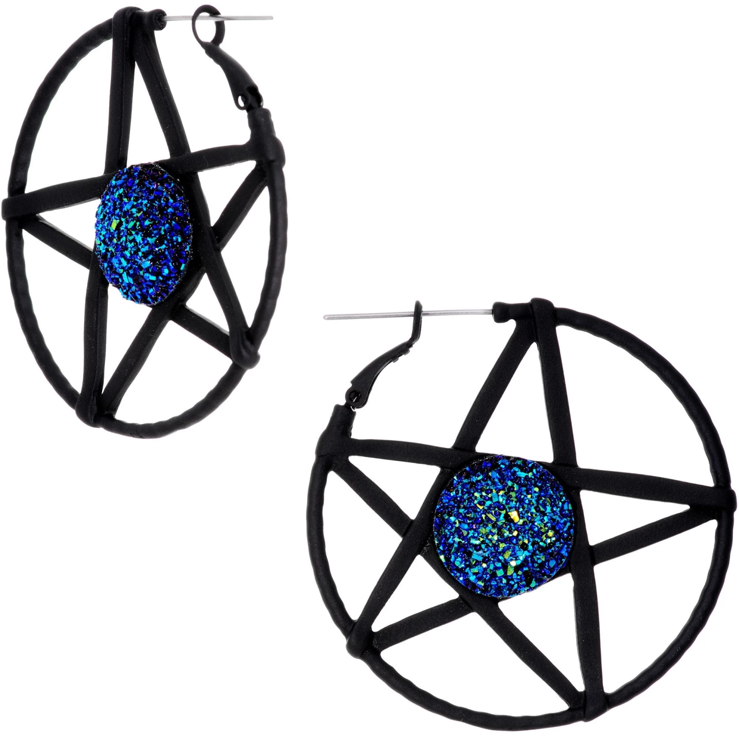Blue Faux Druzy Making Some Magic Pentacle Tunnel Plug Earrings 2 Blue Faux Druzy Making Some Magic Pentacle Tunnel Plug Earrings - Image 2