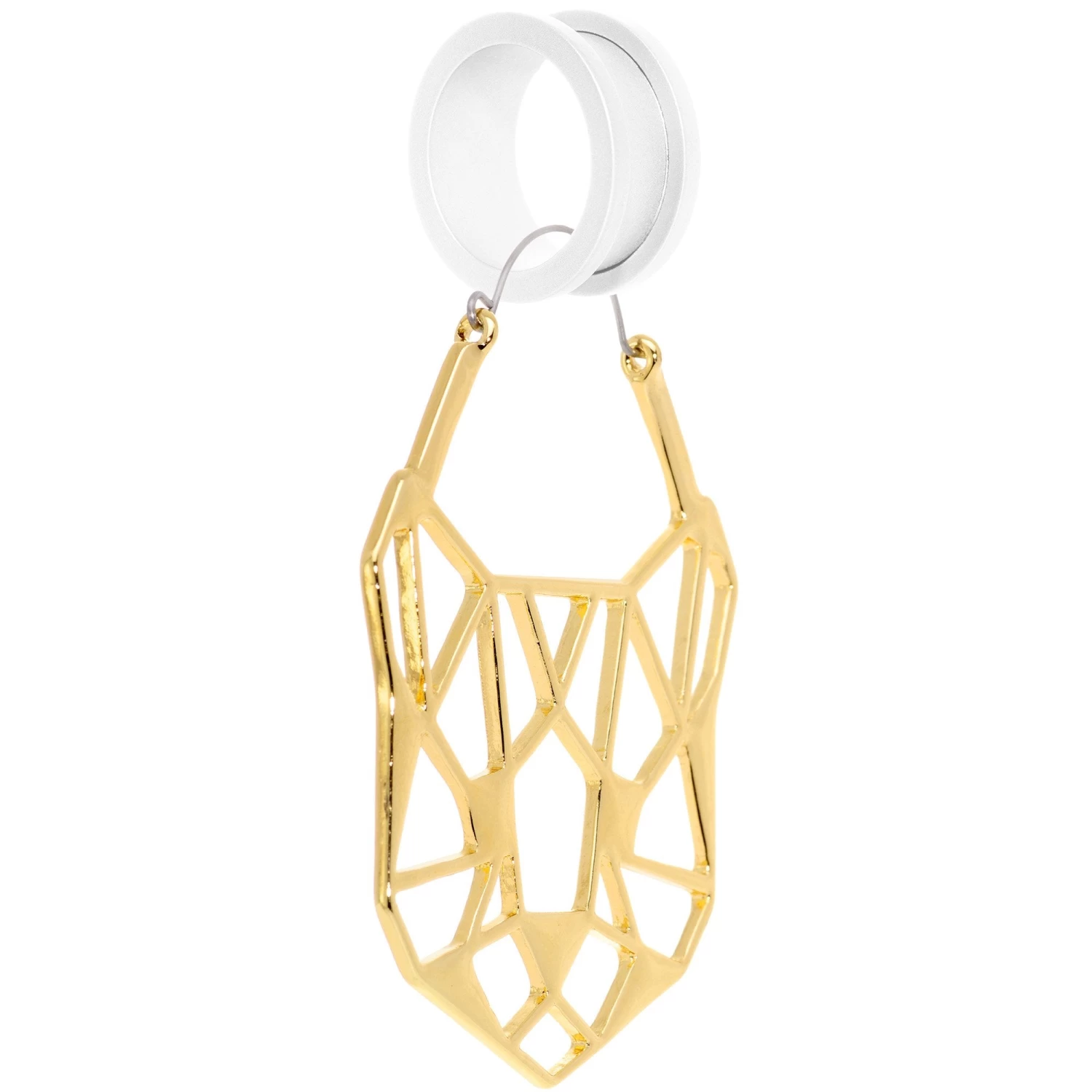 Gold Tone Geometric Cut Out Cat Panther Tunnel Plug Earrings 3 Gold Tone Geometric Cut Out Cat Panther Tunnel Plug Earrings - Image 3