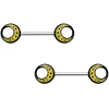 14 Gauge 9/16 Glow In The Dark Yellow Moon Barbell Nipple Ring Set