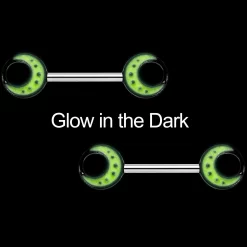 14 Gauge 9/16 Glow In The Dark Yellow Moon Barbell Nipple Ring Set 6 14 Gauge 9/16 Glow In The Dark Yellow Moon Barbell Nipple Ring Set -Body Jewelry Store 65503.otherimage2