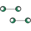 14 Gauge 9/16 Glow In The Dark Green Moon Barbell Nipple Ring Set