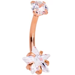 Gaby Clear Gem Rose Gold Hue Round Rhombus Heart Star Belly Ring Set Of 4 9 Gaby Clear Gem Rose Gold Hue Round Rhombus Heart Star Belly Ring Set Of 4 -Body Jewelry Store 65535.otherimage3