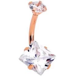 Gaby Clear Gem Rose Gold Hue Round Rhombus Heart Star Belly Ring Set Of 4 10 Gaby Clear Gem Rose Gold Hue Round Rhombus Heart Star Belly Ring Set Of 4 -Body Jewelry Store 65535.otherimage4