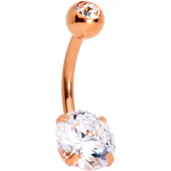 Gaby Clear Gem Rose Gold Tone Large And Small Gem Belly Ring