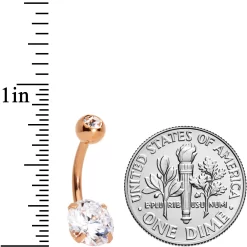 Gaby Clear Gem Rose Gold Tone Large And Small Gem Belly Ring 5 Gaby Clear Gem Rose Gold Tone Large And Small Gem Belly Ring -Body Jewelry Store 65546 RG.otherimage2