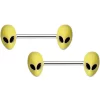14 Gauge 9/16 Yellow Glow In The Dark Aliens Barbell Nipple Ring Set
