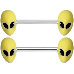 14 Gauge 9/16 Yellow Glow In The Dark Aliens Barbell Nipple Ring Set 5 14 Gauge 9/16 Yellow Glow In The Dark Aliens Barbell Nipple Ring Set -Body Jewelry Store 65577.otherimage2