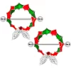 Gaby 14 Gauge 25mm Red Gem Happy Holiday Wreath Nipple Shield Set