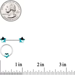 Gaby 14 Gauge 9/16 1/2 Blue Star Gem BCR Barbell Nipple Ring Set 7 Gaby 14 Gauge 9/16 1/2 Blue Star Gem BCR Barbell Nipple Ring Set -Body Jewelry Store 65598.otherimage3