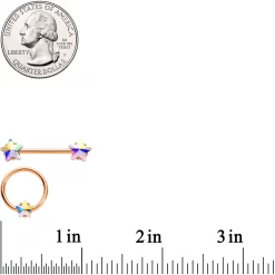 Gaby 14 Gauge Aurora Star Gem Rose Gold Tone BCR Barbell Nipple Ring Set 7 Gaby 14 Gauge Aurora Star Gem Rose Gold Tone BCR Barbell Nipple Ring Set -Body Jewelry Store 65600.otherimage3