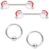 Gaby 14 Gauge 9/16 Santa Captive Barbell Nipple Ring Set Of 4