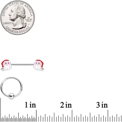 Gaby 14 Gauge 9/16 Santa Captive Barbell Nipple Ring Set Of 4 -Body Jewelry Store 65609.otherimage3