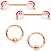 Gaby 14 Gauge Rose Gold Tone Santa Captive Barbell Nipple Ring Set Of 4
