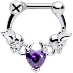 16 Gauge 1/4 Purple Heart Gem Royal Valentine Cartilage Clicker