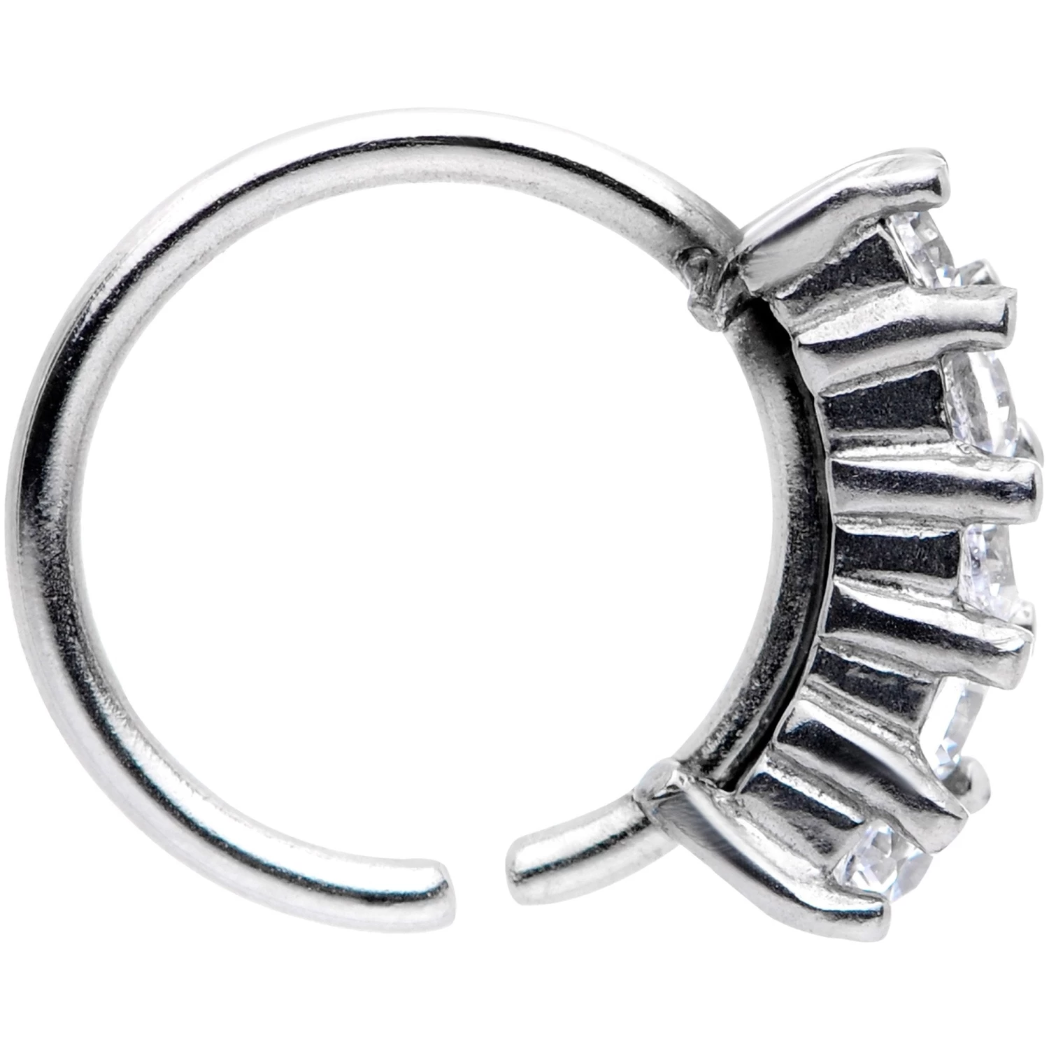 18 Gauge 5/16 Clear CZ Gem Crowning Glory Seamless Circular Ring 3 18 Gauge 5/16 Clear CZ Gem Crowning Glory Seamless Circular Ring - Image 3