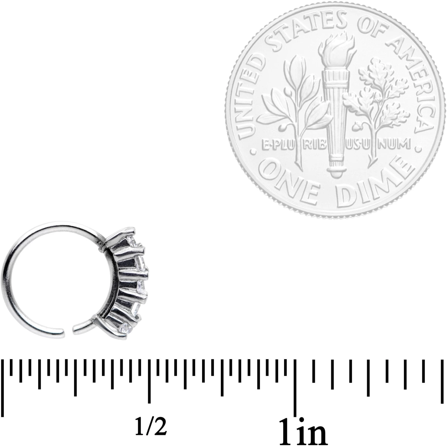 18 Gauge 5/16 Clear CZ Gem Crowning Glory Seamless Circular Ring 4 18 Gauge 5/16 Clear CZ Gem Crowning Glory Seamless Circular Ring - Image 4