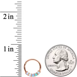 16 Gauge 3/8 Synthetic Opal Rose Gold Tone Hinged Segment Ring 7 16 Gauge 3/8 Synthetic Opal Rose Gold Tone Hinged Segment Ring -Body Jewelry Store 65757.otherimage2