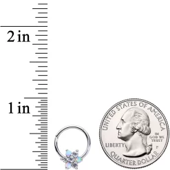 16 Gauge 3/8 White Synthetic Opal Snow Star Hinged Segment Ring 5 16 Gauge 3/8 White Synthetic Opal Snow Star Hinged Segment Ring -Body Jewelry Store 65759.otherimage2