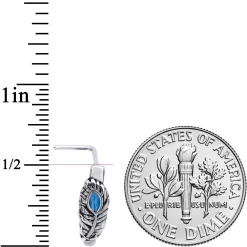 20 Gauge 1/4 Southwest Blue Feather Faux Hoop L Shaped Nose Hoop -Body Jewelry Store 65771.otherimage2