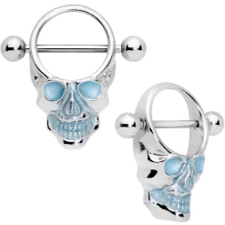Gaby 14 Gauge 9/16 Glow In The Dark Skull Nipple Shield Set