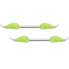 Gaby 14 Gauge 9/16 Glow In The Dark Green Leaf Barbell Nipple Rings