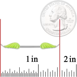 Gaby 14 Gauge 9/16 Glow In The Dark Green Leaf Barbell Nipple Rings 5 Gaby 14 Gauge 9/16 Glow In The Dark Green Leaf Barbell Nipple Rings -Body Jewelry Store 65871.otherimage2