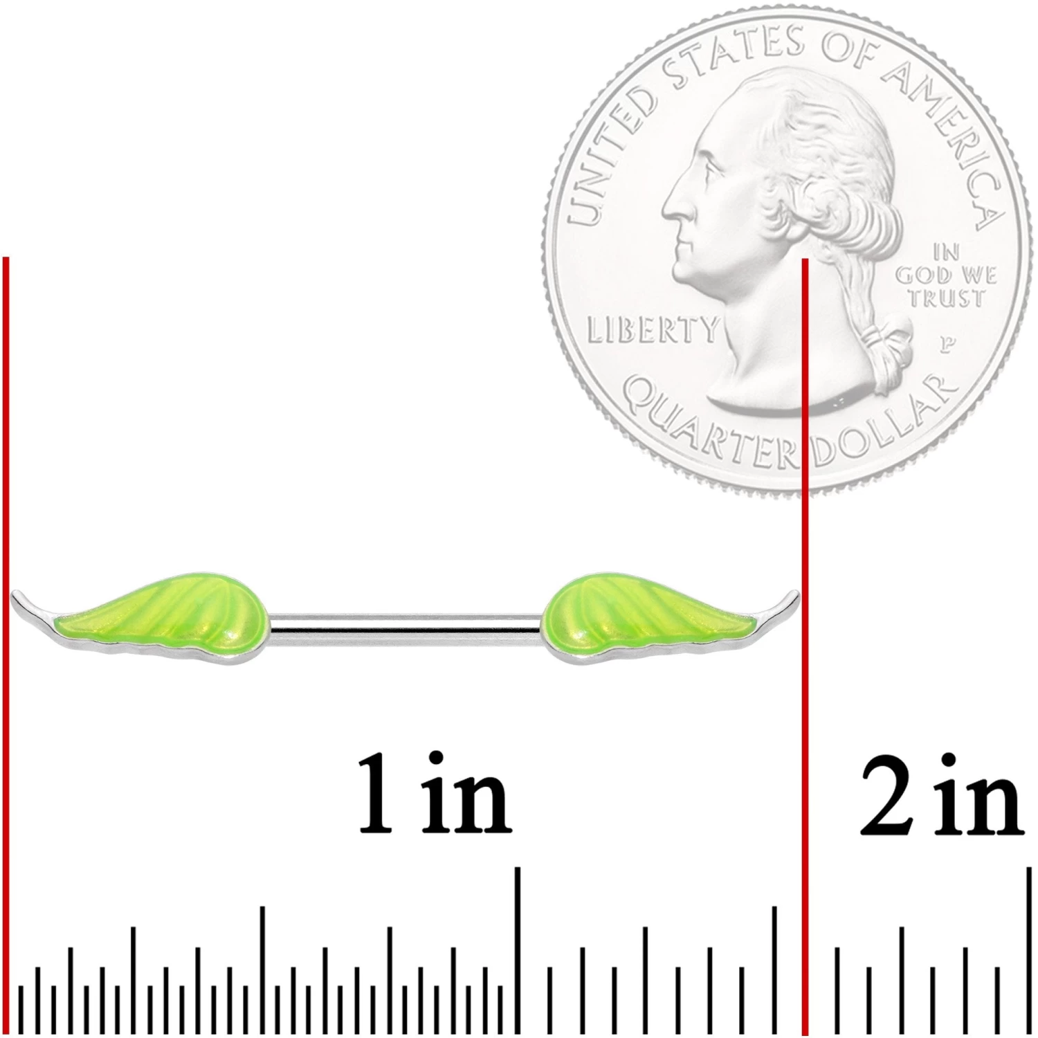 Gaby 14 Gauge 9/16 Glow In The Dark Green Leaf Barbell Nipple Rings 3 Gaby 14 Gauge 9/16 Glow In The Dark Green Leaf Barbell Nipple Rings - Image 3