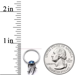16 Gauge 3/8 Blue Gem Nautical Jellyfish BCR Captive Ring -Body Jewelry Store 65936.otherimage2