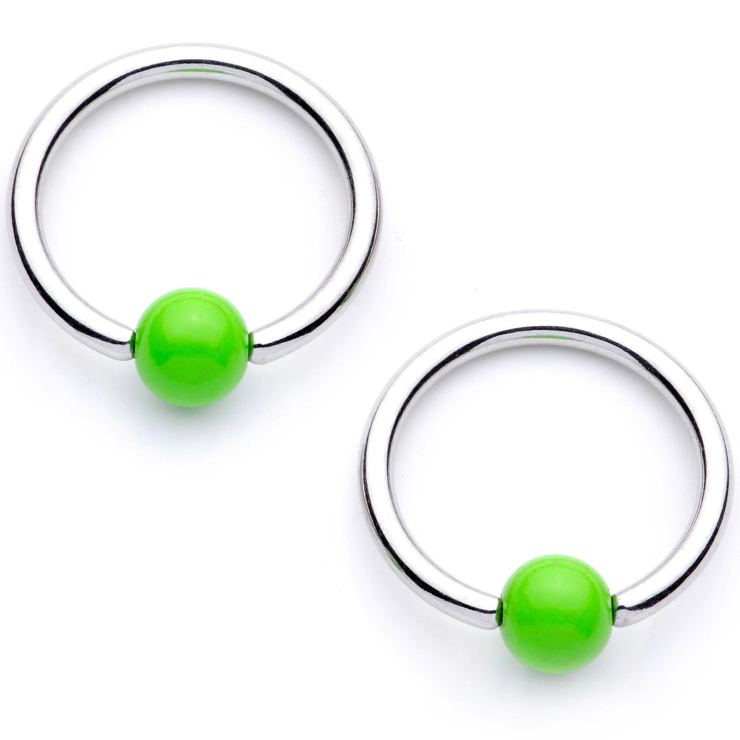 Gaby 14 Gauge 9/16 1/2 Green Flower BCR Barbell Nipple Ring Set 3 Gaby 14 Gauge 9/16 1/2 Green Flower BCR Barbell Nipple Ring Set - Image 3