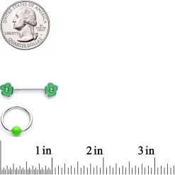 Gaby 14 Gauge 9/16 1/2 Green Flower BCR Barbell Nipple Ring Set 7 Gaby 14 Gauge 9/16 1/2 Green Flower BCR Barbell Nipple Ring Set -Body Jewelry Store 65957.otherimage3