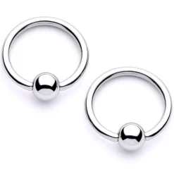 Gaby 14 Gauge 9/16 1/2 White Faux Opal Bunny BCR Barbell Nipple Ring Set -Body Jewelry Store 65984.otherimage2