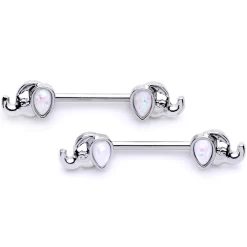 Gaby 14 Gauge White Faux Opal Elephant BCR Barbell Nipple Ring Set Of 4 7 Gaby 14 Gauge White Faux Opal Elephant BCR Barbell Nipple Ring Set Of 4 -Body Jewelry Store 65985.otherimage1