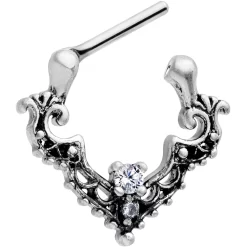 16 Gauge 5/16 Clear CZ Gem Abstract Bat Septum Clicker -Body Jewelry Store 66112.otherimage1