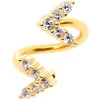 14 Gauge 3/8 Clear Gem Gold Tone Twin Arrow Spiral Twister Belly Ring